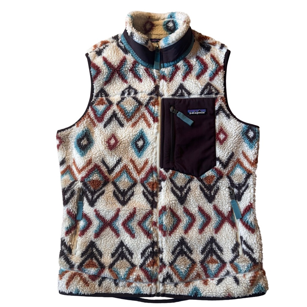 Patagonia Retro X Fleece Vest Full Zip Deep Pile Aztec Southwestern Women Medium - Picture 1 of 6